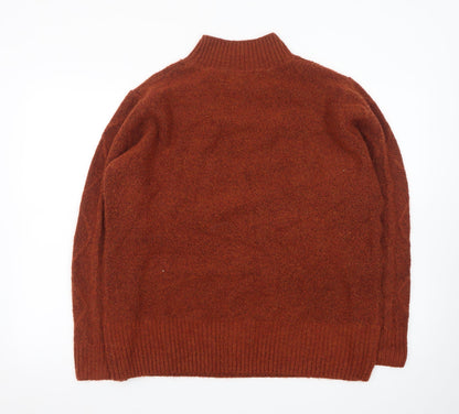ISLE Women's Brown Mock Neck Cable-Knit Pullover Jumper Size L 18-20