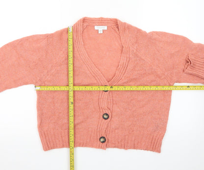 Topshop Women’s Pink V-Neck Button Cardigan Jumper M