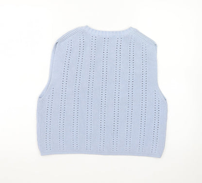 Zara Women Blue Knit Sleeveless Vest Jumper Size S