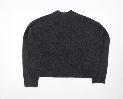 Uniqlo Women Grey Wool V-Neck Cardigan S Relaxed Fit Knitwear