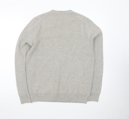 Marks and Spencer Men Grey Cotton Blend Crew Neck Jumper Size M