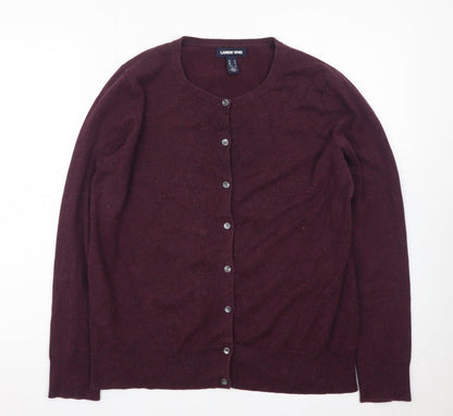 Lands' End Men's Purple Wool Cardigan M Regular Fit