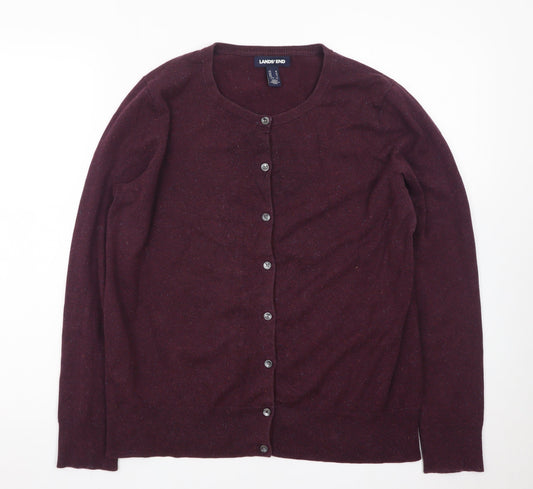 Lands' End Men's Purple Wool Cardigan M Regular Fit