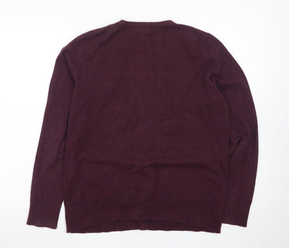 Lands' End Men's Purple Wool Cardigan M Regular Fit
