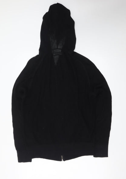 AllSaints Men's Black Full Zip Hooded Cotton Jumper - Size M