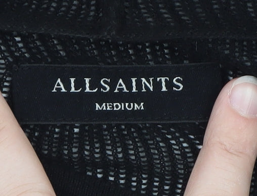 AllSaints Men's Black Full Zip Hooded Cotton Jumper - Size M