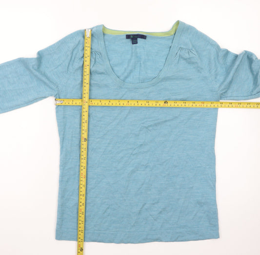 Boden Women Blue Linen Scoop Neck Long Sleeve Pullover Jumper Size 14