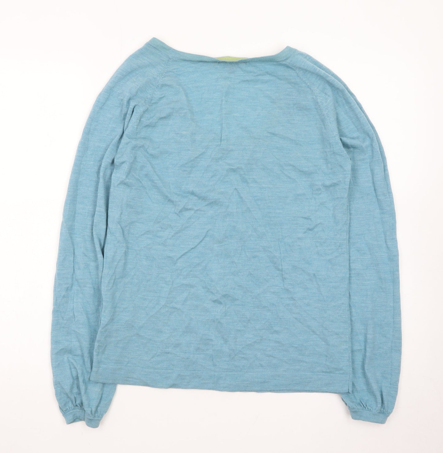 Boden Women Blue Linen Scoop Neck Long Sleeve Pullover Jumper Size 14