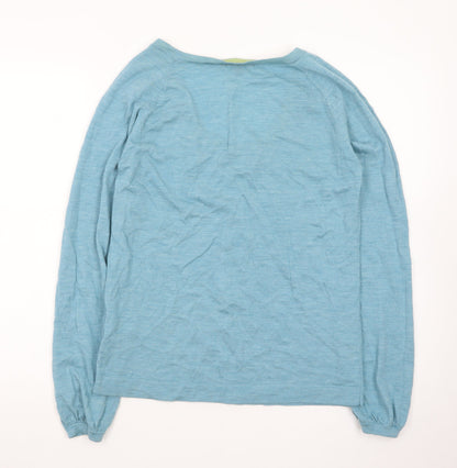Boden Women Blue Linen Scoop Neck Long Sleeve Pullover Jumper Size 14