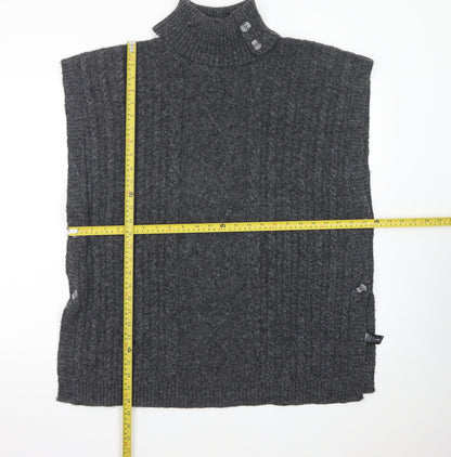 Tu Women Charcoal Large Cable-Knit Sleeveless Roll Neck Jumper