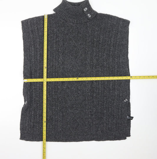 Tu Women Charcoal Large Cable-Knit Sleeveless Roll Neck Jumper