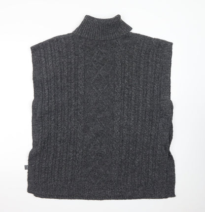 Tu Women Charcoal Large Cable-Knit Sleeveless Roll Neck Jumper
