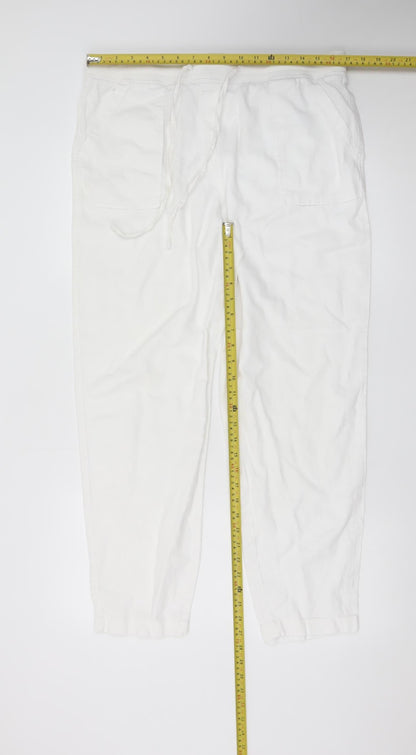 Marks and Spencer Women’s White Linen Blend Jogger Trousers Size 16