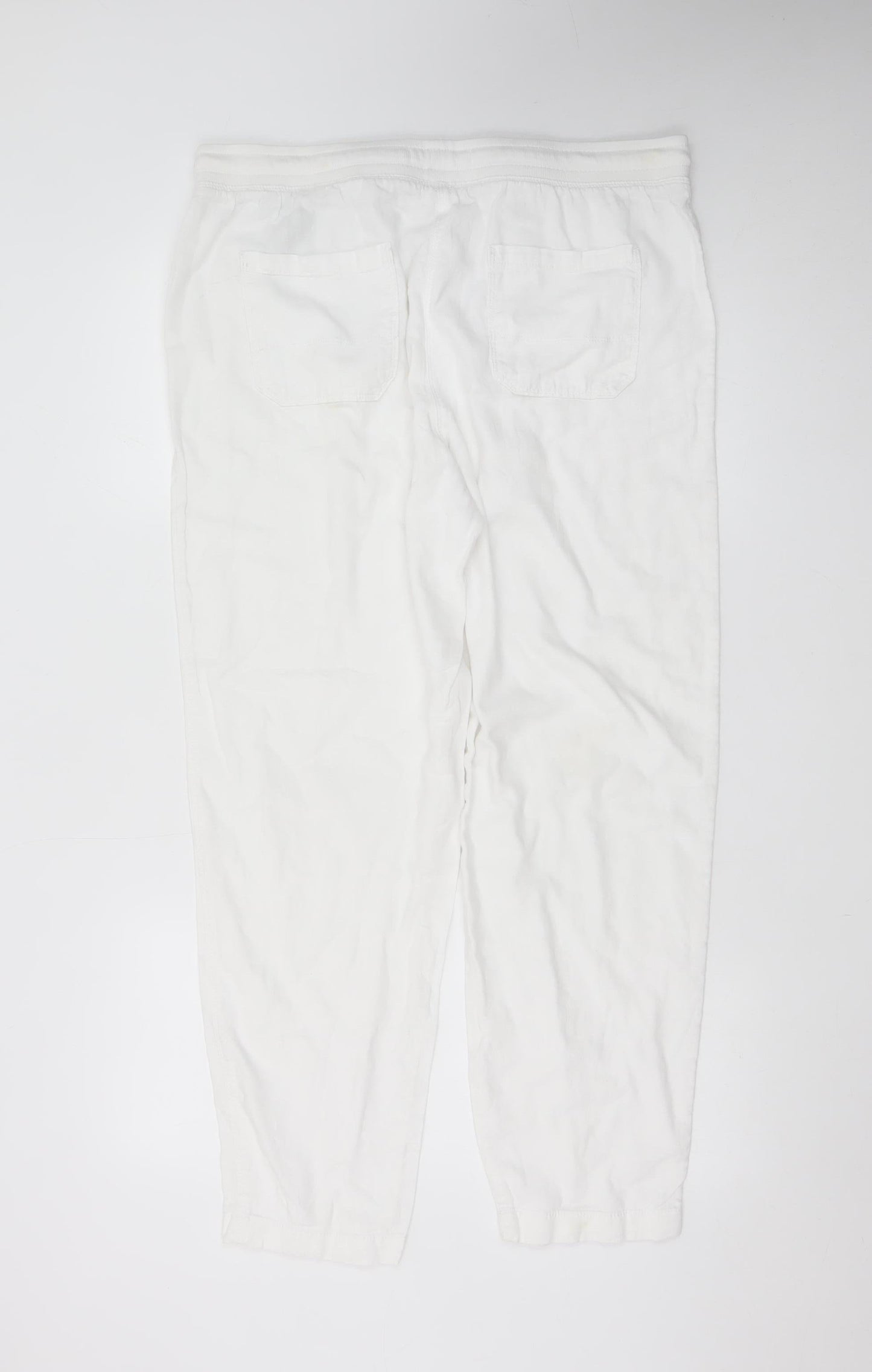 Marks and Spencer Women’s White Linen Blend Jogger Trousers Size 16