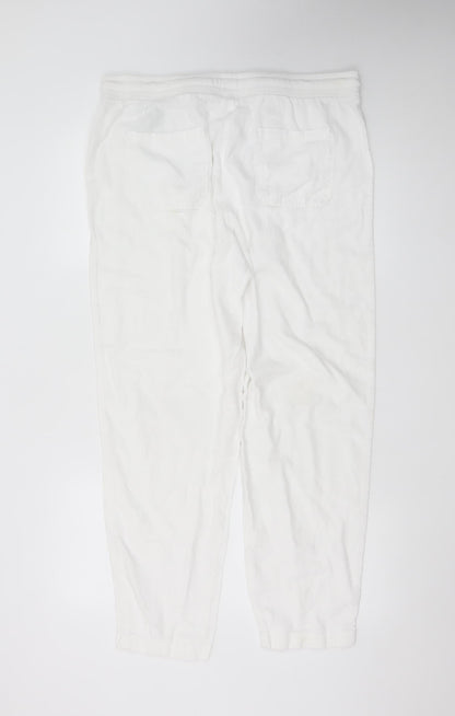 Marks and Spencer Women’s White Linen Blend Jogger Trousers Size 16