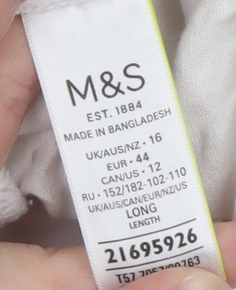 Marks and Spencer Women’s White Linen Blend Jogger Trousers Size 16