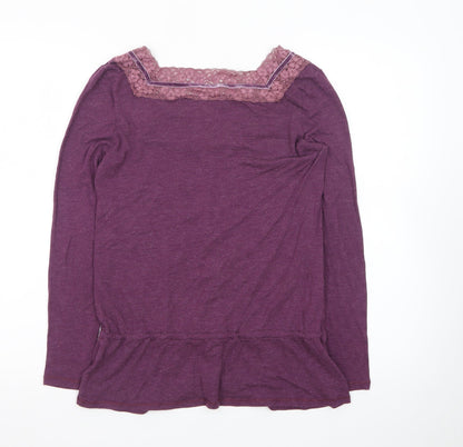 Dickins & Jones Womens Purple Long Sleeve Lace Trim Tunic Top M