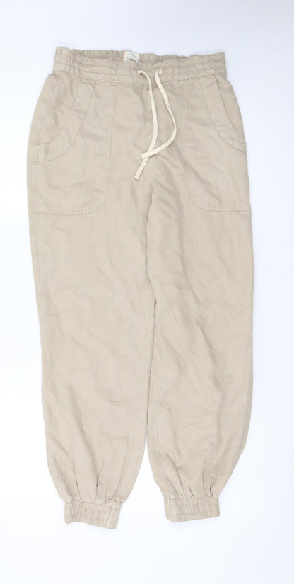 River Island Women’s Beige Linen Blend Jogger Trousers Size 10