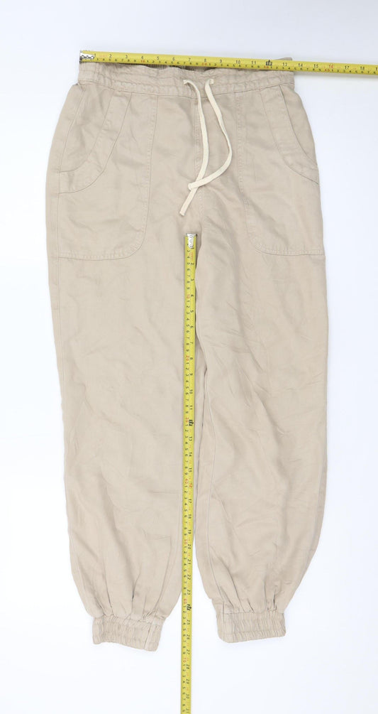 River Island Women’s Beige Linen Blend Jogger Trousers Size 10