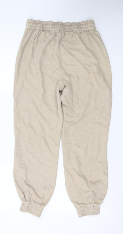 River Island Women’s Beige Linen Blend Jogger Trousers Size 10