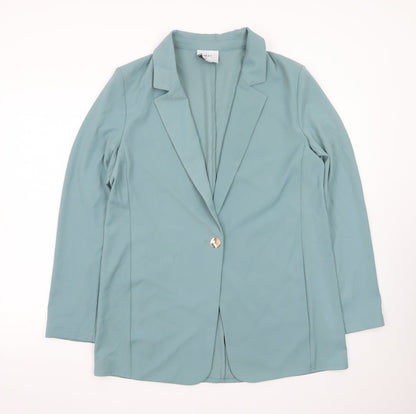 Next Women Blue Single Breasted Blazer Jacket Size 14 Polyester Blend