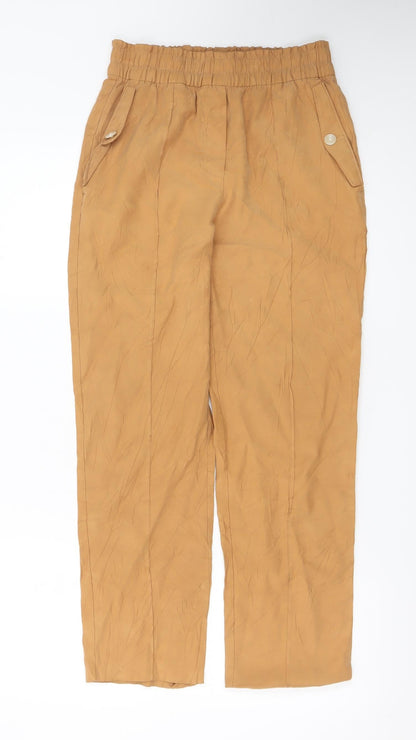 Next Women’s Beige Viscose Blend Trousers Size 8R Elastic Waist