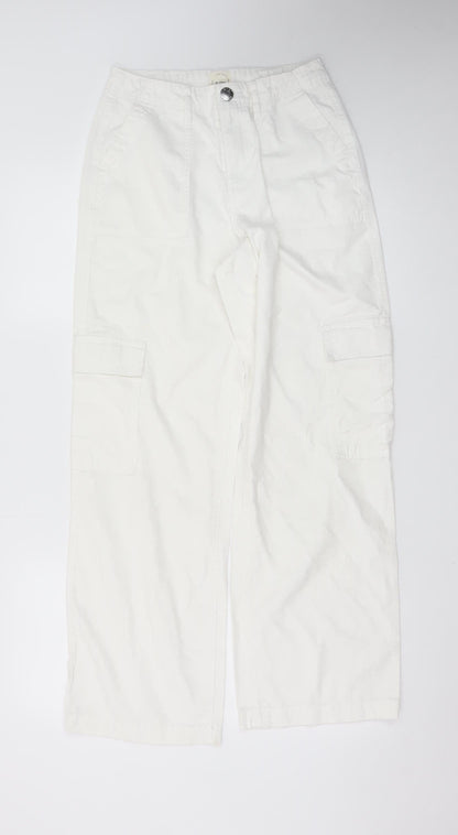 River Island Women’s White Cotton Cargo Trousers Size 6R