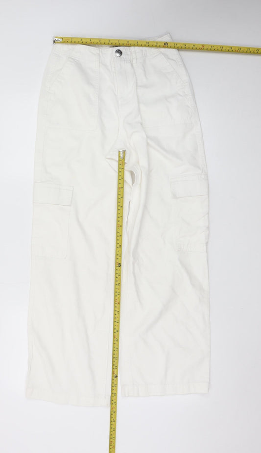 River Island Women’s White Cotton Cargo Trousers Size 6R