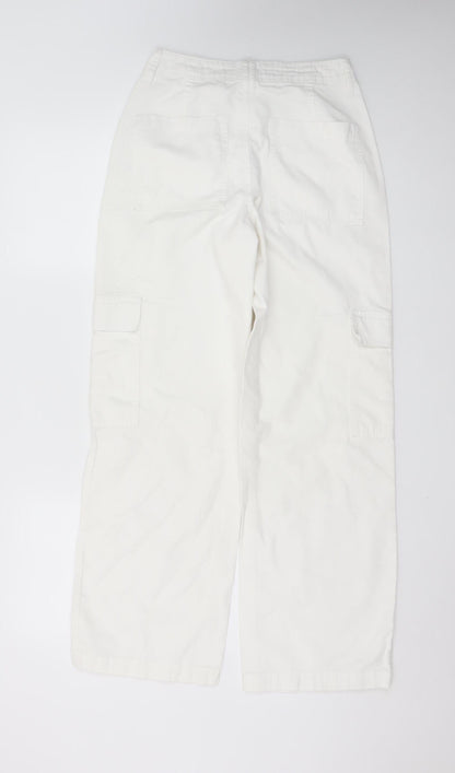 River Island Women’s White Cotton Cargo Trousers Size 6R
