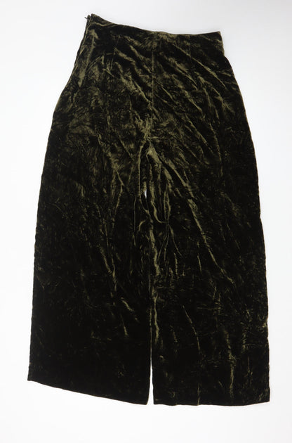 Marks and Spencer Women’s Green Velvet Wide-Leg Trousers Size 10