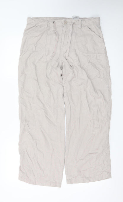 H&M Divided Womens Beige Linen Blend Cargo Trousers Size S