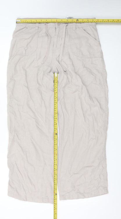 H&M Divided Womens Beige Linen Blend Cargo Trousers Size S