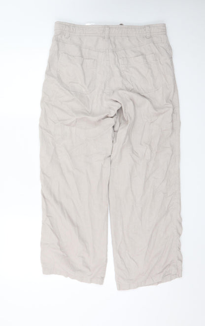 H&M Divided Womens Beige Linen Blend Cargo Trousers Size S