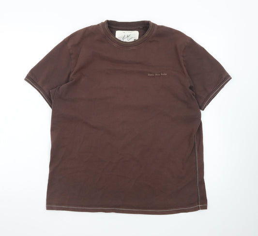 Rocha John Rocha Men's Brown Cotton Crew Neck T-Shirt Size L