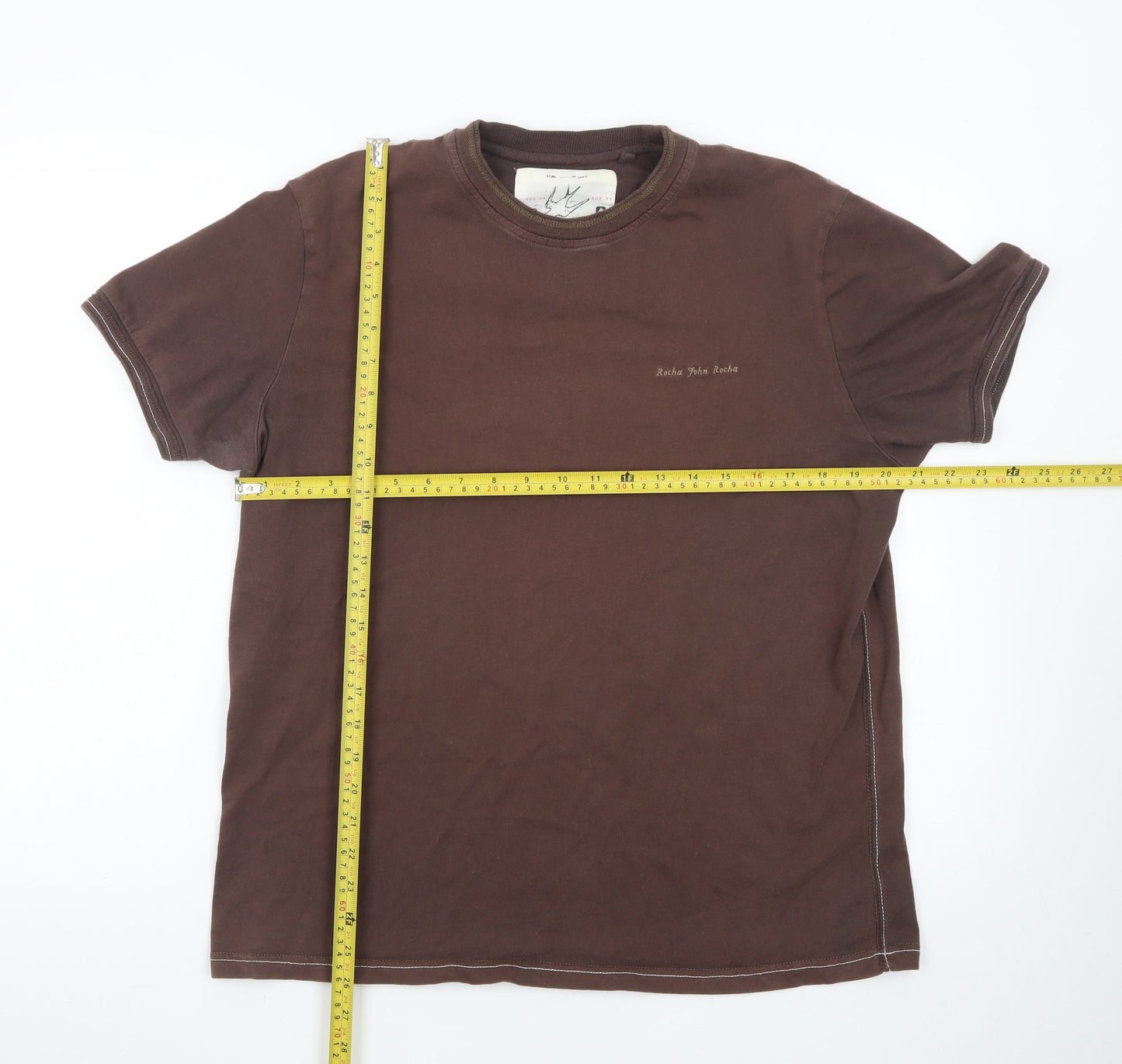 Rocha John Rocha Men's Brown Cotton Crew Neck T-Shirt Size L