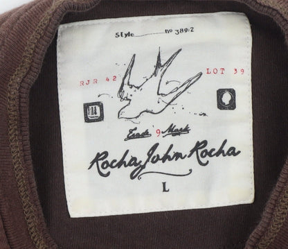 Rocha John Rocha Men's Brown Cotton Crew Neck T-Shirt Size L