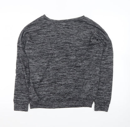 Miss Suki Women's Grey Rhinestone Jersey Long Sleeve Top Size M