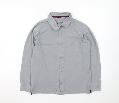 Cotton Traders Men's Grey Long Sleeve Polo Shirt XS Classic Fit