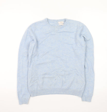 Munrospun Women's Blue Pure Cashmere Crew Neck Jumper Size M