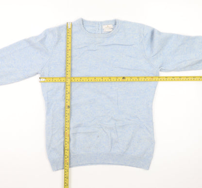 Munrospun Women's Blue Pure Cashmere Crew Neck Jumper Size M