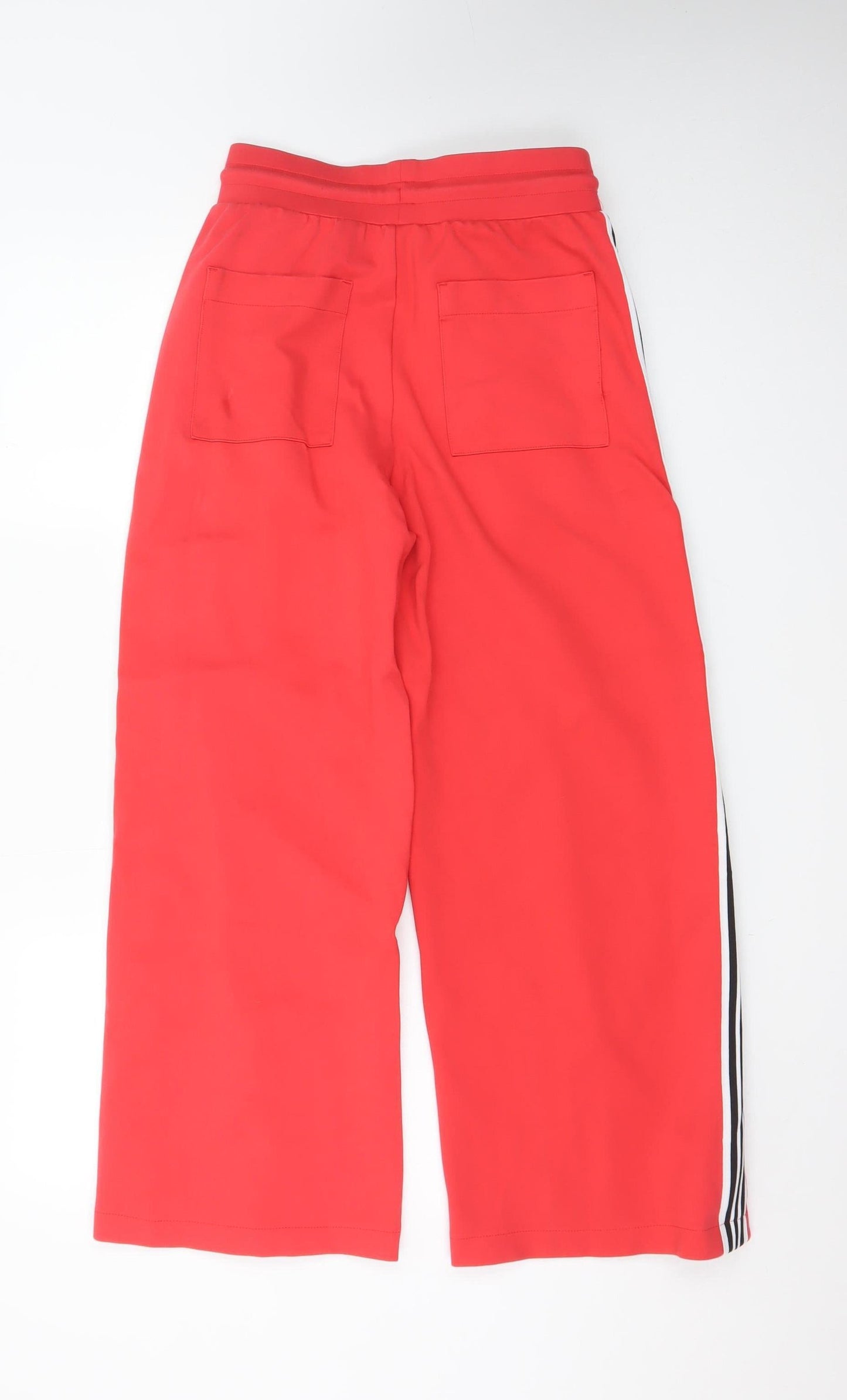 Marks and Spencer Women Red Jogger Trousers Size 8 Wide-Leg Stripe
