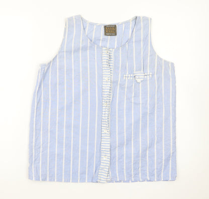 Principles Women Blue Striped Sleeveless Cotton Blouse Size 14