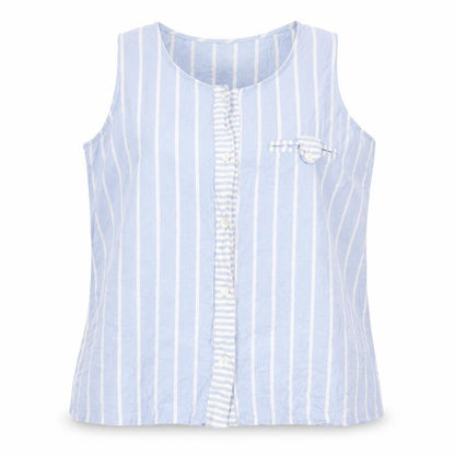 Principles Women Blue Striped Sleeveless Cotton Blouse Size 14