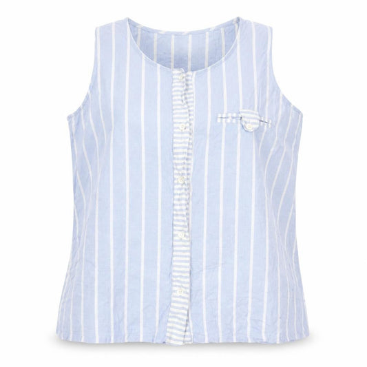Front view of Principles Women Blue Striped Sleeveless Cotton Blouse, size 14
