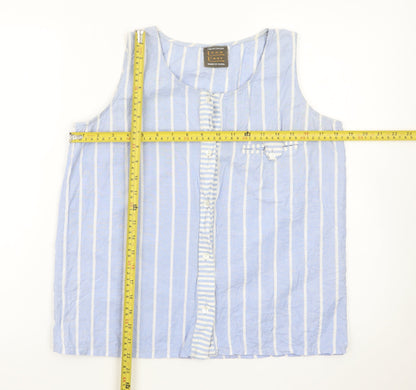 Principles Women Blue Striped Sleeveless Cotton Blouse Size 14