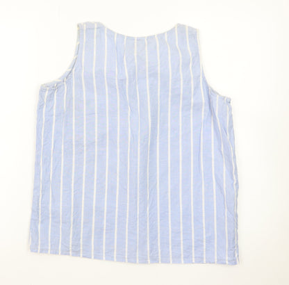 Principles Women Blue Striped Sleeveless Cotton Blouse Size 14