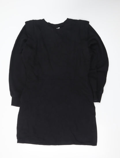 H&M Divided Black Long Sleeve Sweatshirt Dress Women L Casual
