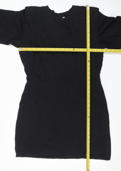 H&M Divided Black Long Sleeve Sweatshirt Dress Women L Casual