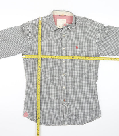 Joules Men's Grey Check Cotton Long Sleeve Button-Up Shirt XS