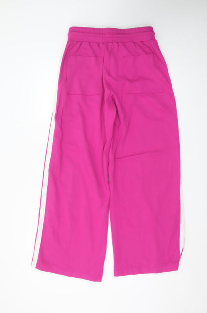 Marks and Spencer Womens Pink Wide-Leg Trousers Size 12 Regular